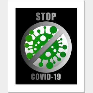 Stop COVID-19 (dark background) Posters and Art